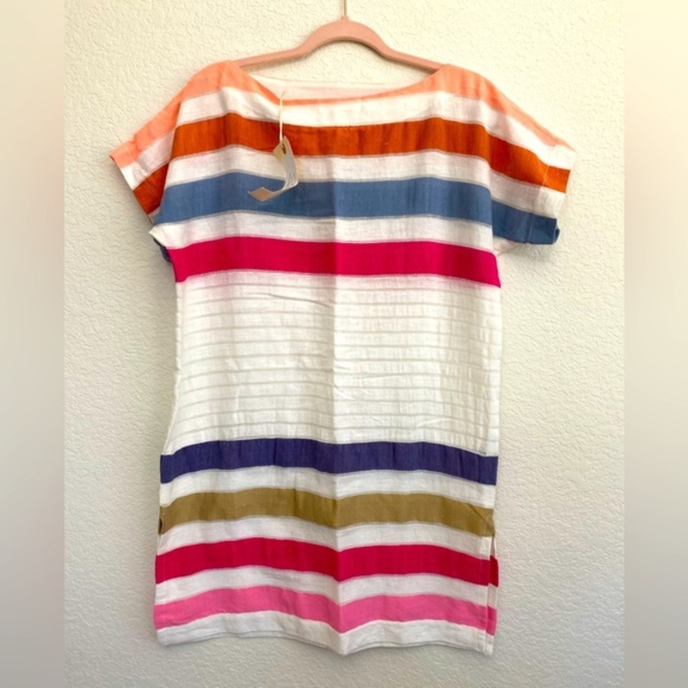 Lemlem Boat Neck Cover Up with High Side Slits NWT